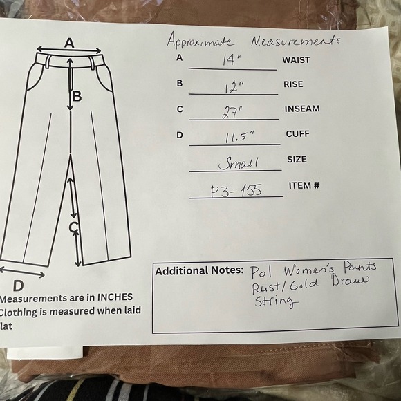 POL Women's Pants Sz S Rust/ Gold Patches Grommet Detail Boho Unique Baggy - Picture 13 of 13